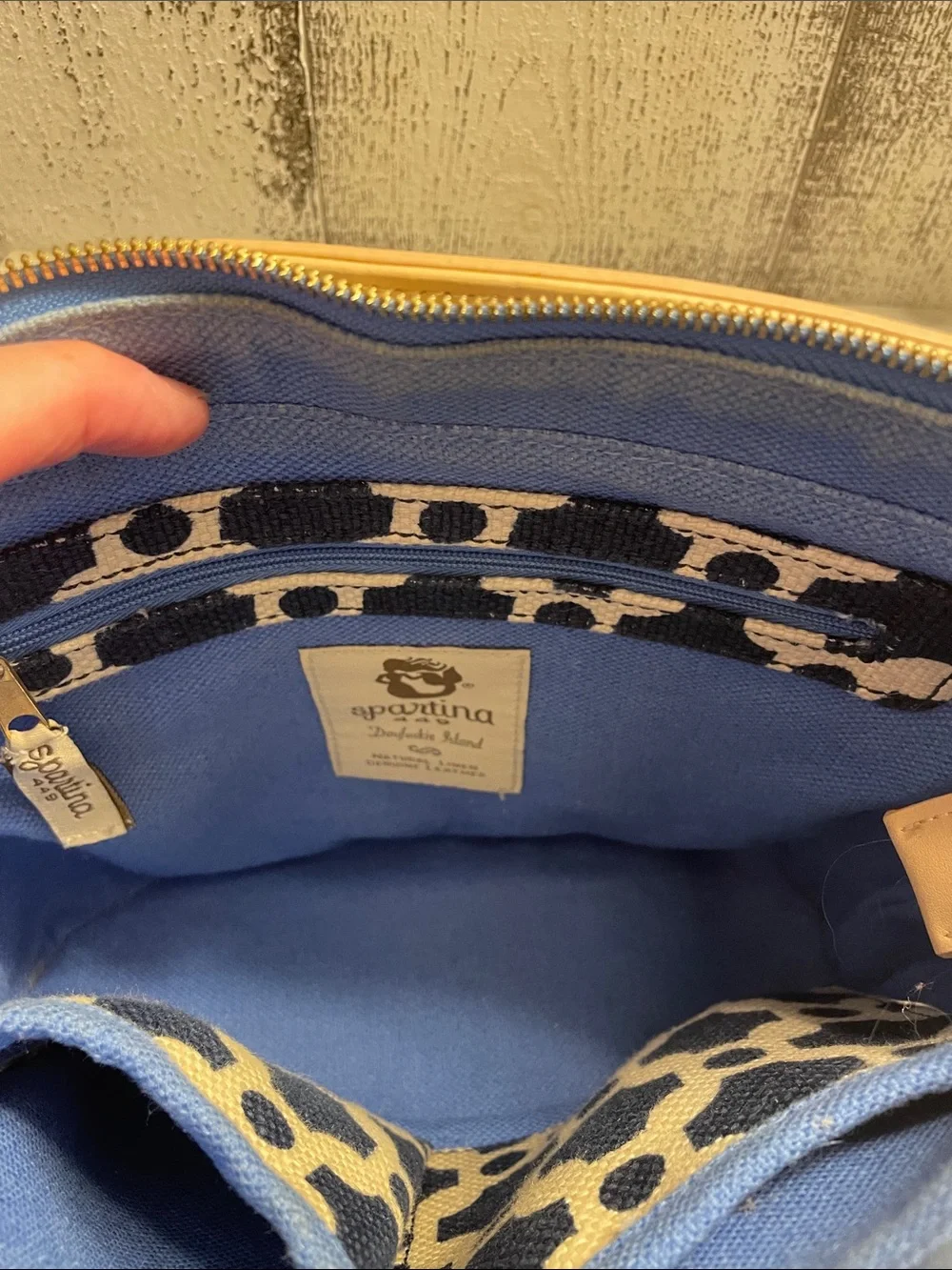 Spartina 449 Navy, Tan & Orange Geometric Crossbody